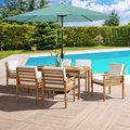 Alaterre Furniture 8 Piece Set, Okemo Table with 6 Chairs, 10-Foot Auto Tilt Umbrella Dusty Green ANOK01RD09S6